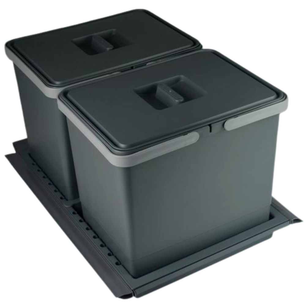 Conjunto 2 Lixeiras Metropolis 15 Litros com Base Grande Cinza Zen 76204_0